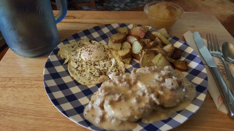 Cast Iron Comfort: Sausage Gravy, Fluffy Biscuits, and Dippy Eggs