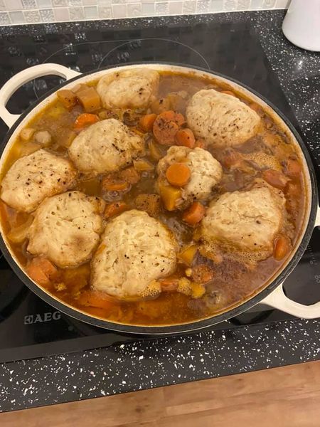 Beef Stew with Creamy Mashed Potatoes and Dumplings