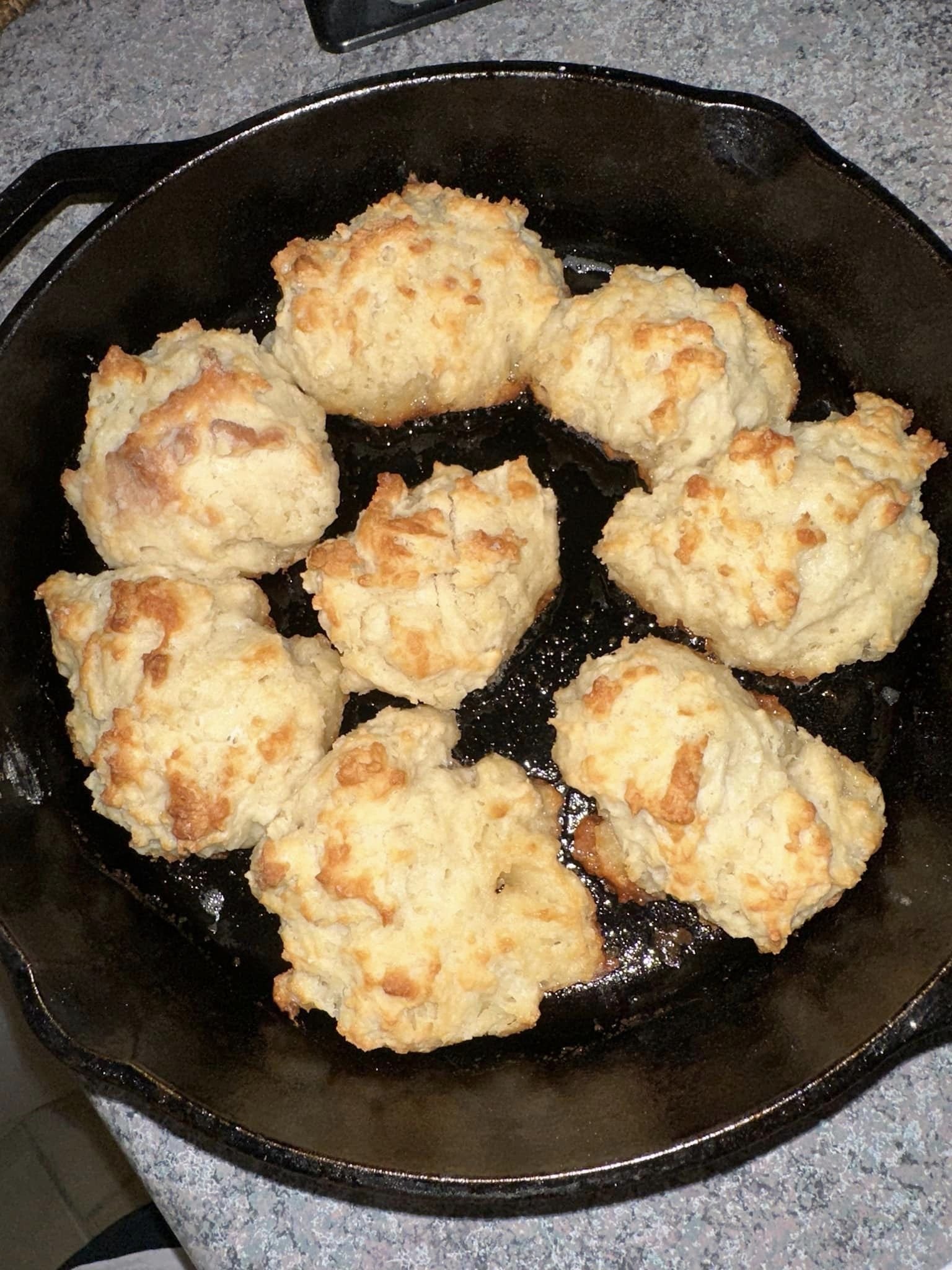 Drop Biscuits in a Cast Iron Skillet