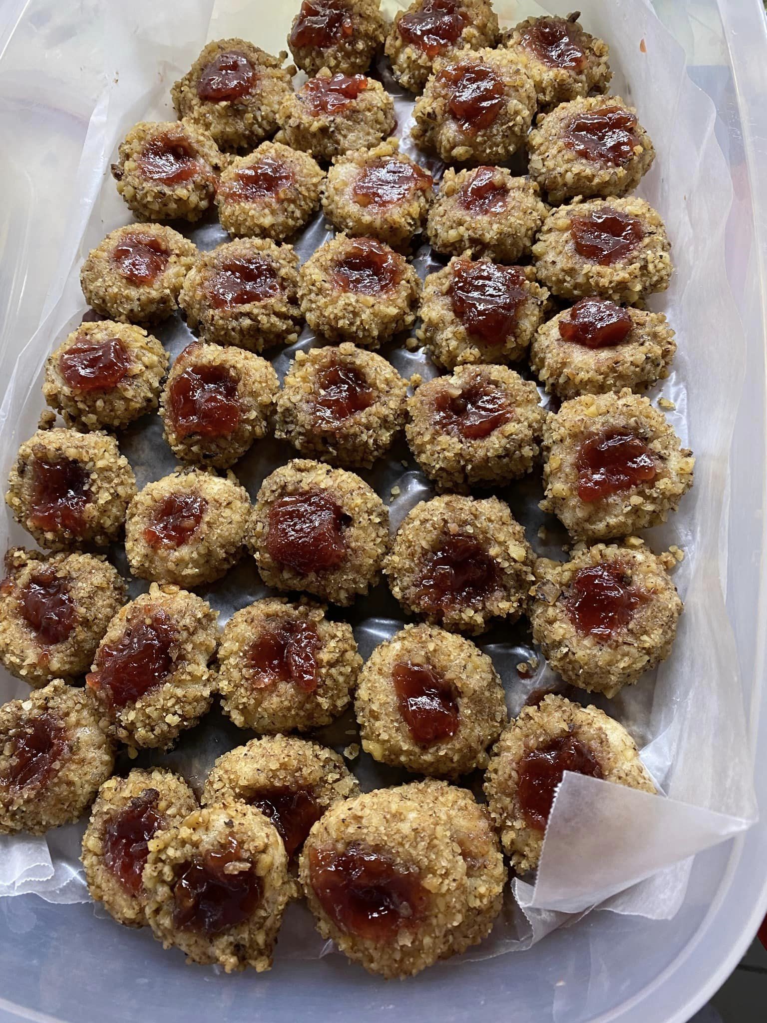 Raspberry walnut thumbprint classic Christmas cookies