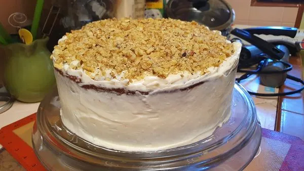 Moist carrot cake slice with pineapple and raisins