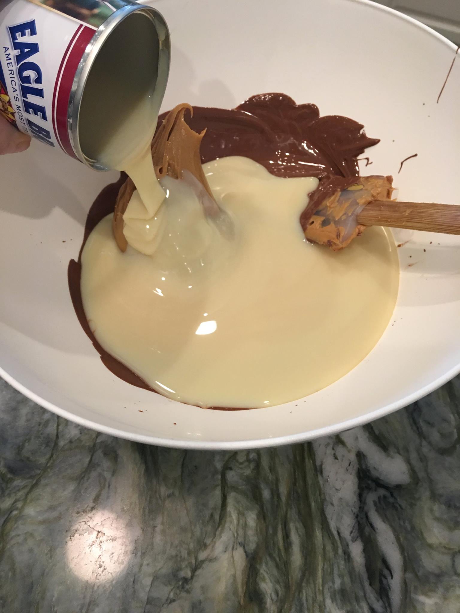 Mix in the Peanut Butter and Condensed Milk