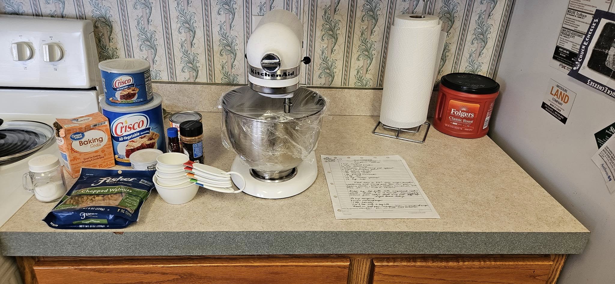 All the ingredients ready to create the perfect batch of pumpkin cookies.