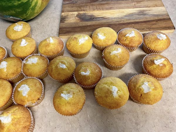 A batch of golden Pina Colada cupcakes,