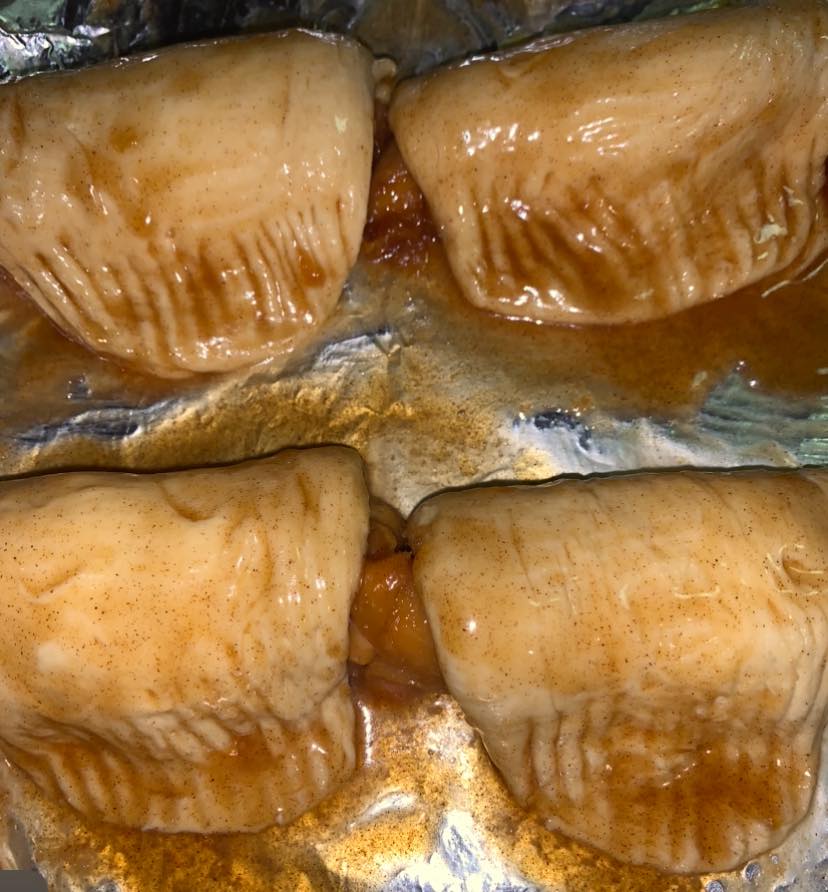 Peaches brushed with brown‑sugar butter