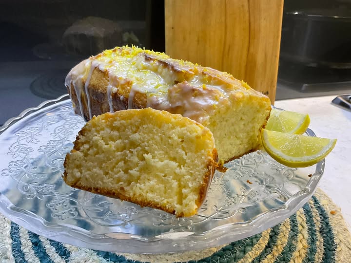 glazed moist lemon loaf cake with zest