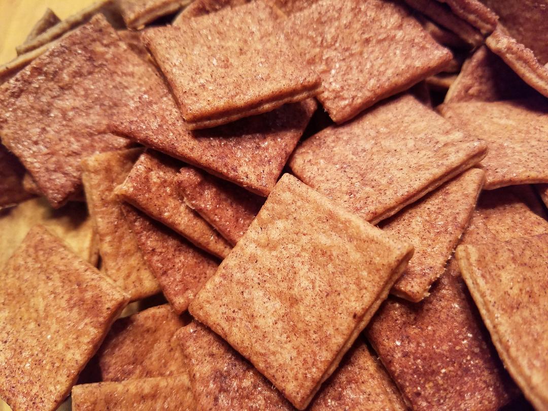 garlic herb sourdough discard crackers scored