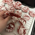 Chewy red velvet cookie with fudgy center