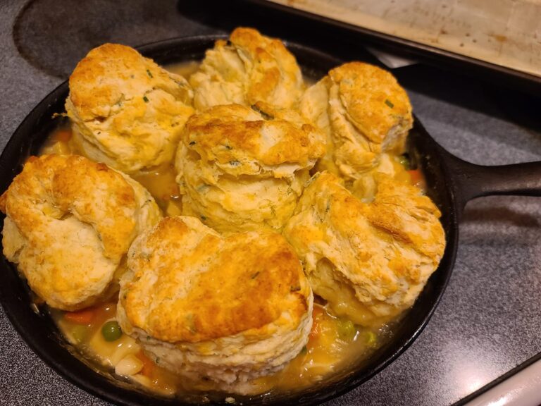 Cast Iron Chicken Pot Pie with Biscuits