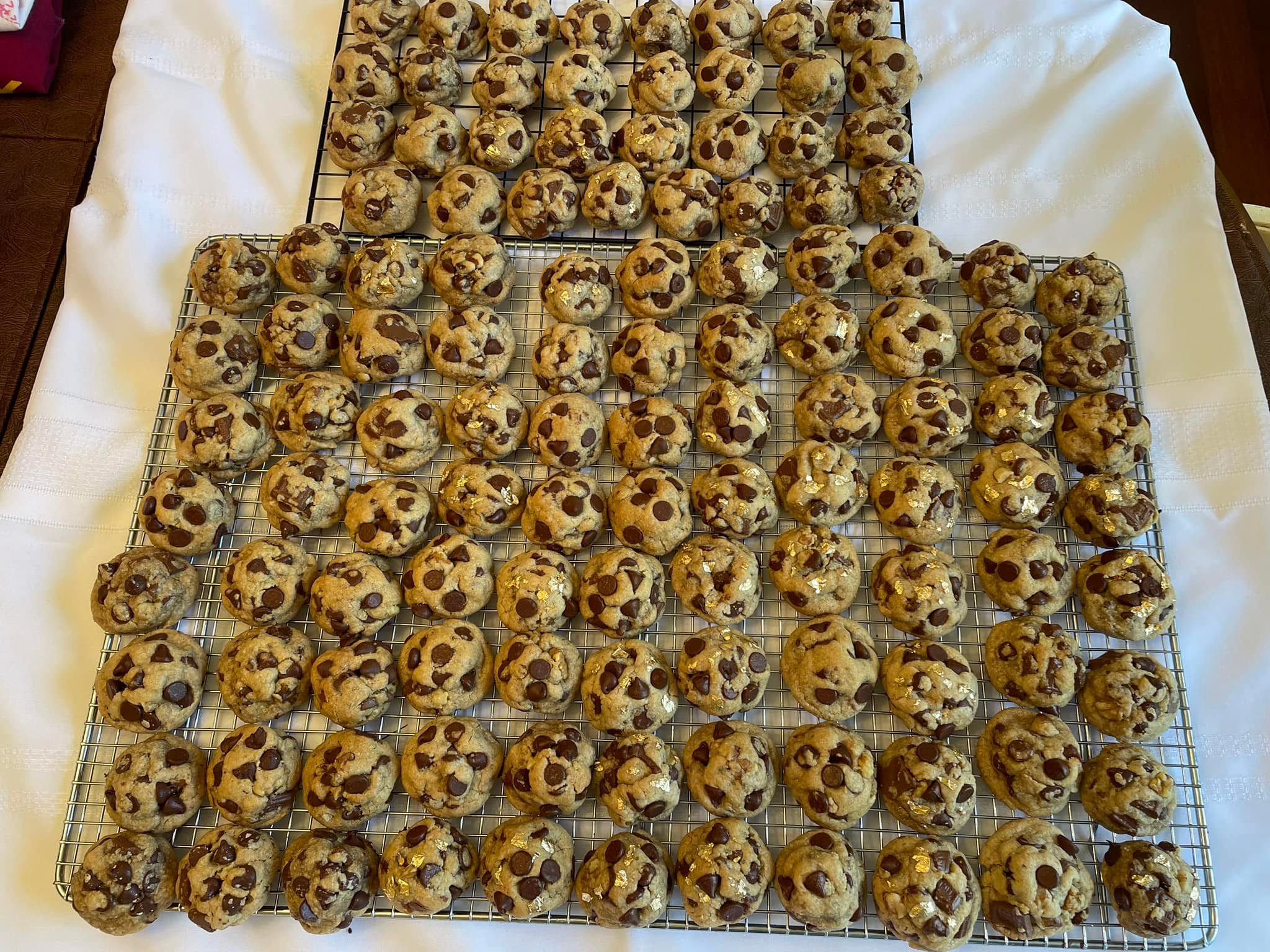 hocolate chip cookies cooling on wire rack