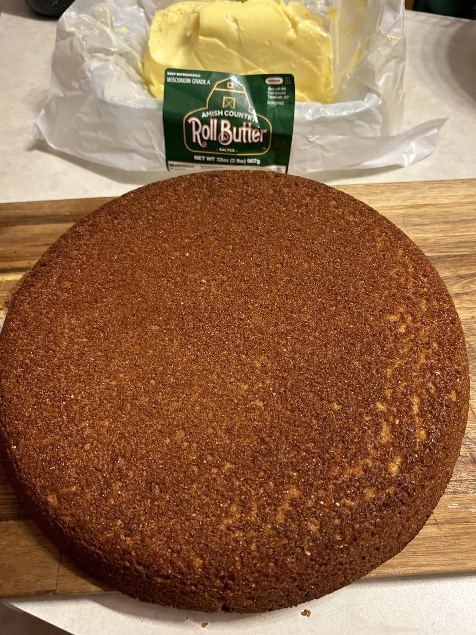 beautifully browned southern cornbread flipped out of cast iron skillet