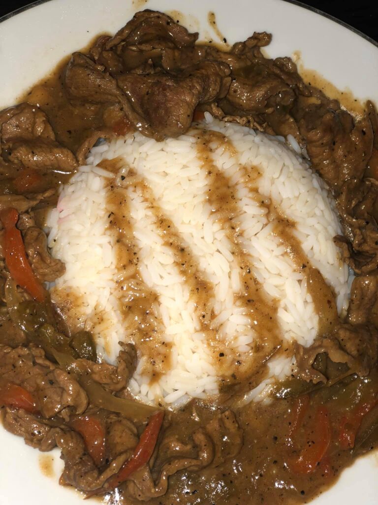 Southern Peppered Steak and Rice
