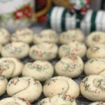 Close up of the 2018 Cookie Map showing #17, a knotted wine cookie topped with festive sprinkles.