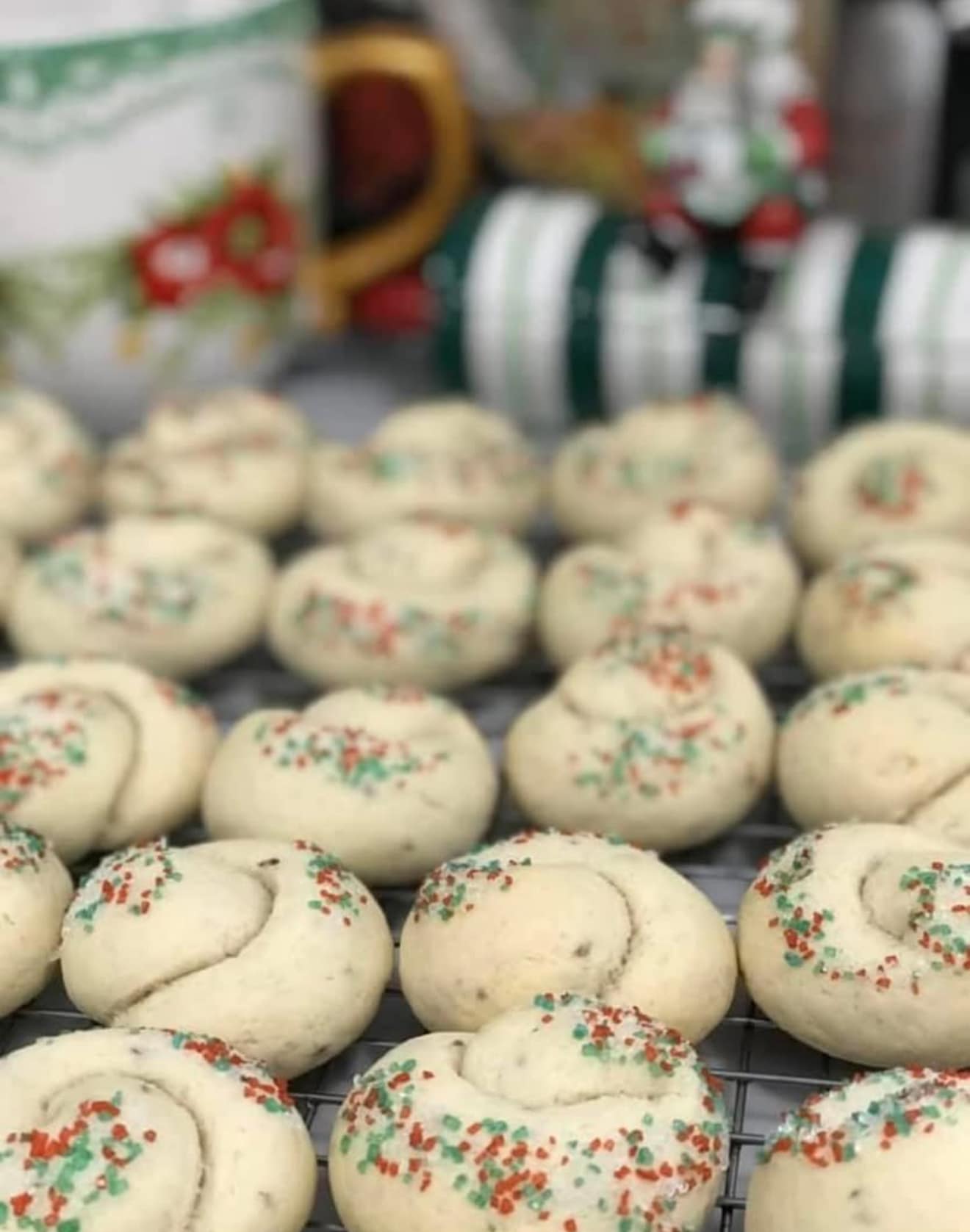 Close up of the 2018 Cookie Map showing #17, a knotted wine cookie topped with festive sprinkles.