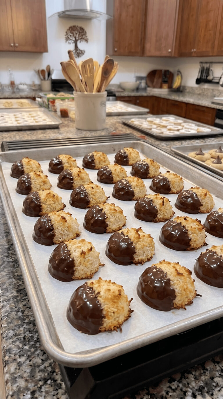 Choc Dipped Coconut Macaroons