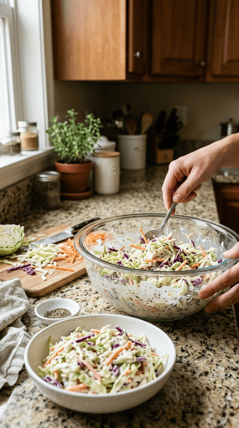 Dolly’s creamy coleslaw made with shredded green cabbage, fresh carrots, sweet onion, and homemade mayonnaise dressing.